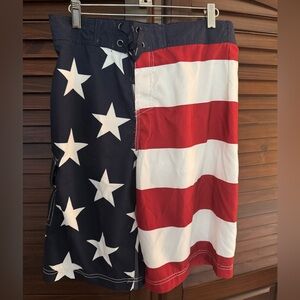 American Flag Shorts Sz meduim  By Bioworld Swim Trunks Swimwear Swimming Trunks